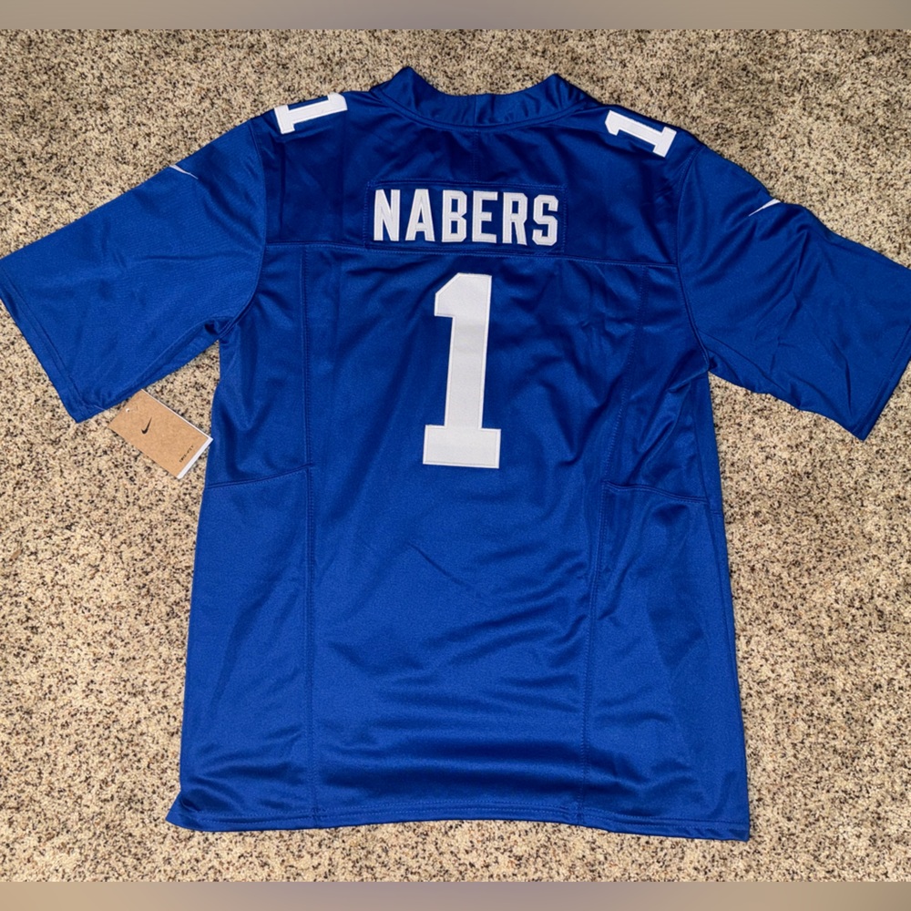 Malik Nabers #1 Jersey w/ 100 Seasons Patch | New York Giants | Blue | Size: L
